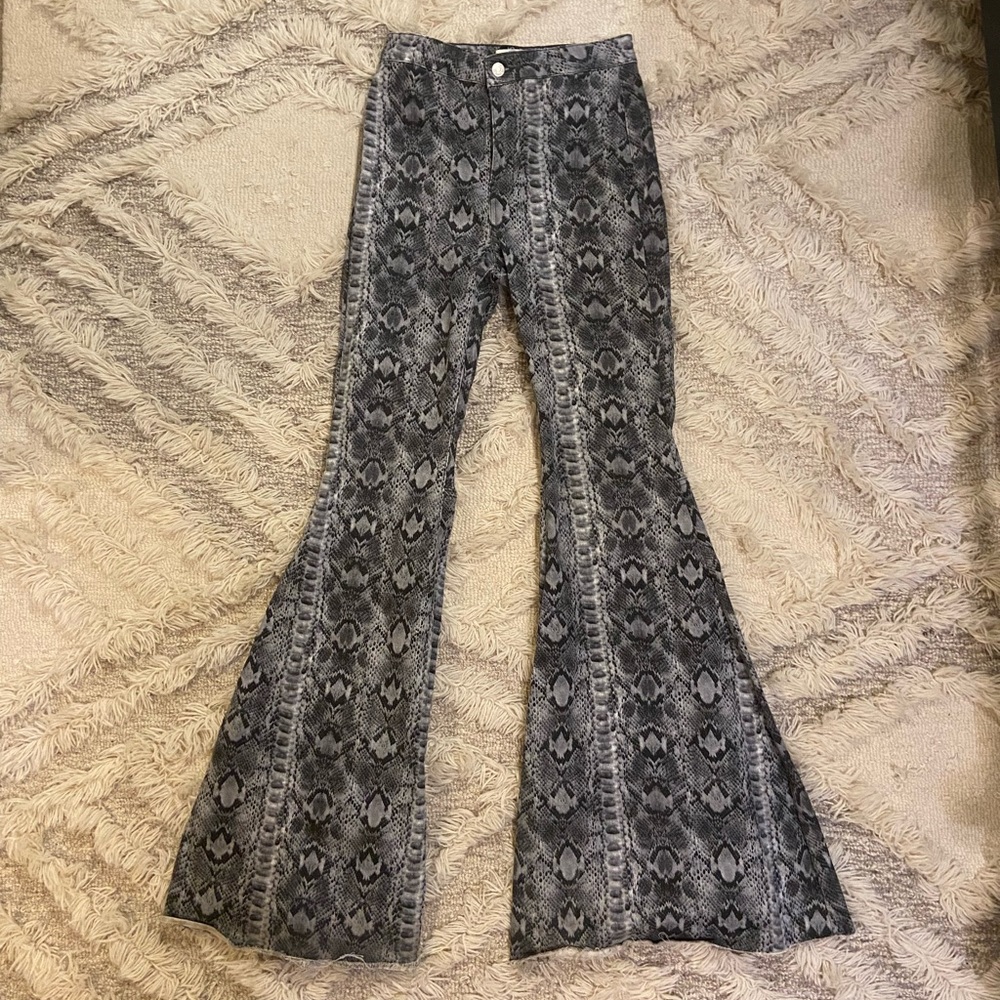Just Float On Snake Print Flare Pants - image 8